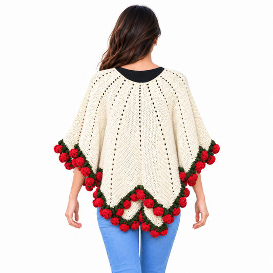 Multicolor woolen poncho With Unique Design for women & Girls