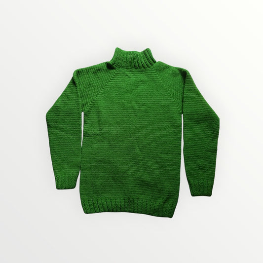 GraminArts Men Green Round Hi- Neck Pullover Handmade full sweater