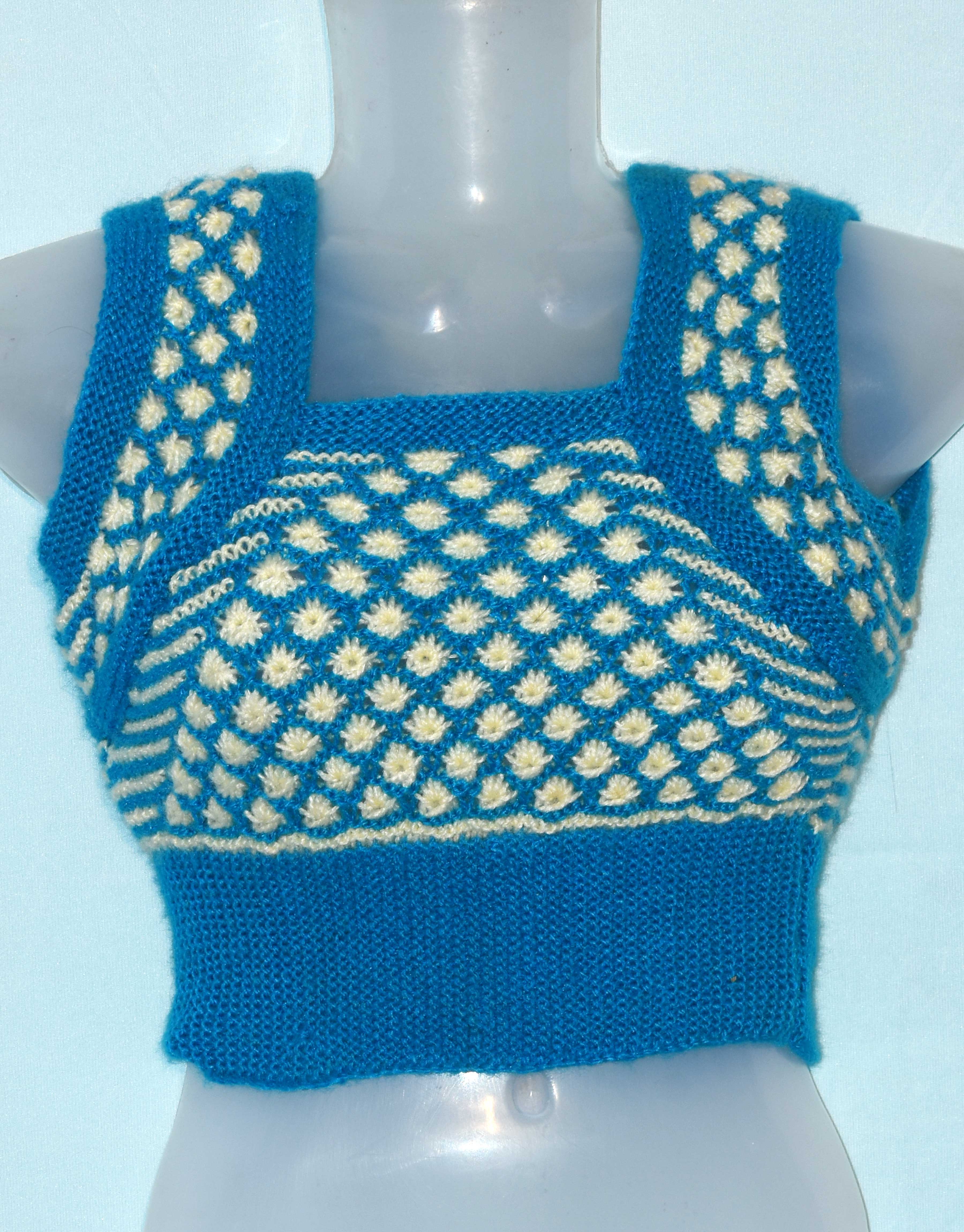 Beautiful blue and white woolen handmade Sweater blouse for women free