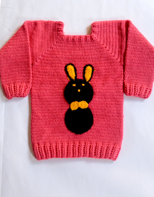 Beautiful Design Full Sleeve Applique Handmade Graminarts Sweater - Tomato