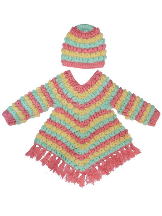 Handmade frock for babies - multicolor, front view