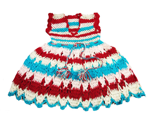 Multicolor Woolen HandMade Frock (1-12 years)
