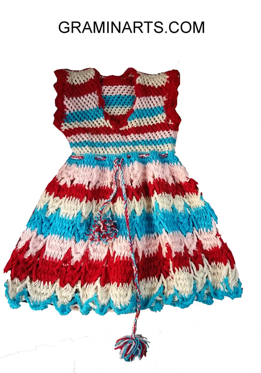 Multicolor Woolen HandMade Frock (1-12 years)