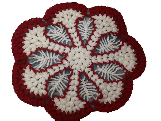 Handmade Beautiful Graminarts Woolen Crochet Design Round - 16"Diameter Thalposh/Pooja Thali