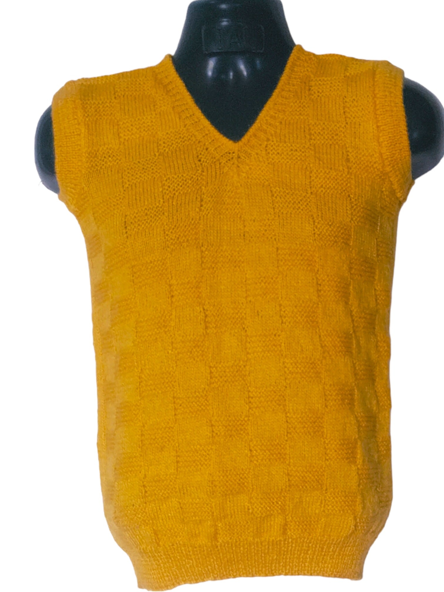 Buy Handmade Yellow Sleeveless Woollen Sweater Vest for Men