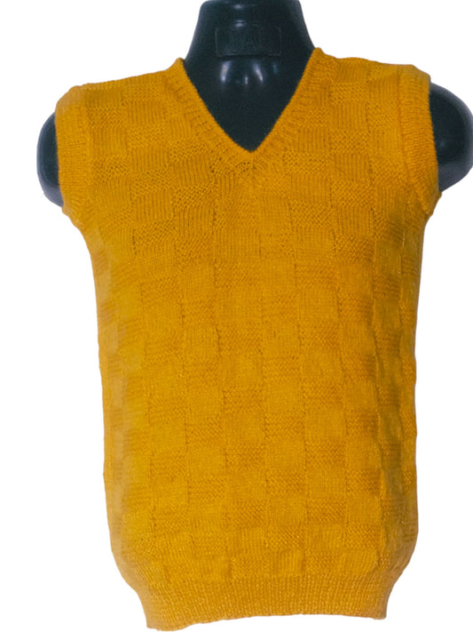Ideal Cold Weather GraminarGraminarts Handmade Woollen Yellow Sleeveless Pullover Vest for Men | Formal Wear | Lightweight & Warmts Handmade Half Pullover For Men