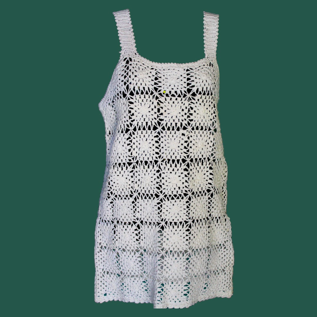 Half Sleeve Crochet Kurti For Women Free Size: Crochet One-piece
