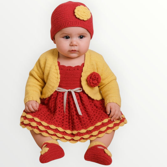 Baby in red and yellow set