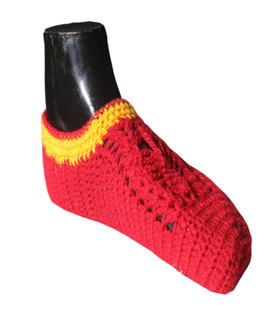 Graminarts Spider desing Hand-Knitted for women Red color woolen socks