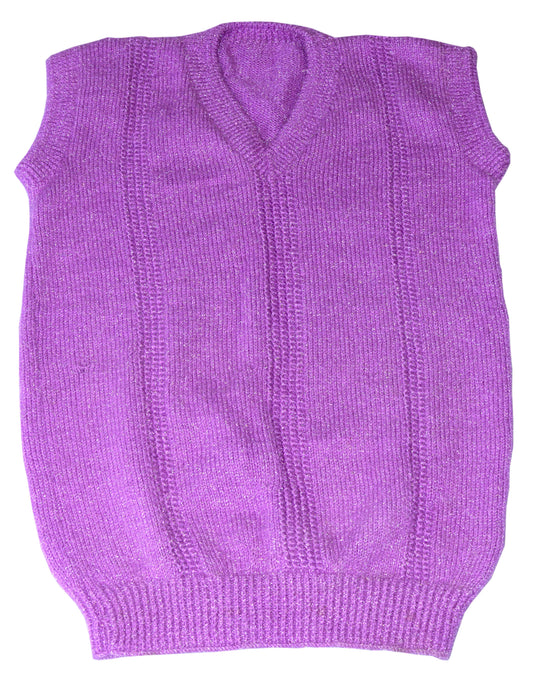 पुरुषों के लिए ऊनी हस्तनिर्मित बैंगनी रंग का हाफ स्वेटर, फ़्री साइज़