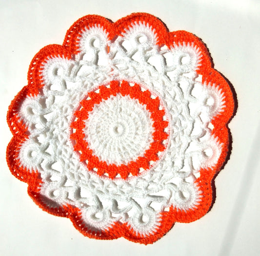 Handmade Multipurpose White & Orange Colored Round Home Decor/ Pooja Thalposh