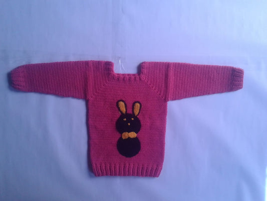Beautiful Design Full Sleeve Applique Handmade Graminarts Sweater - Tomato