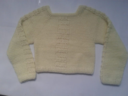 Unique And Beautiful Handmade Woollen Top Style Full Sleeve Blouse For Women - Cream