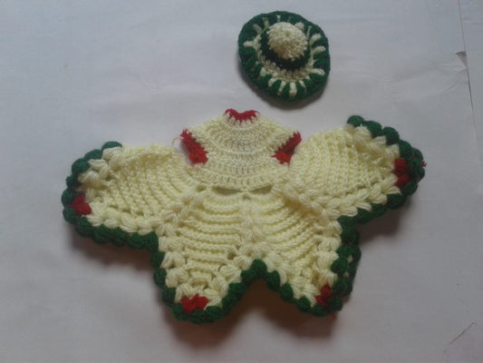 Awesome Design WIth Cream Color Poashak For Kanhaa Ji - Size No. ( 3 - 4 )