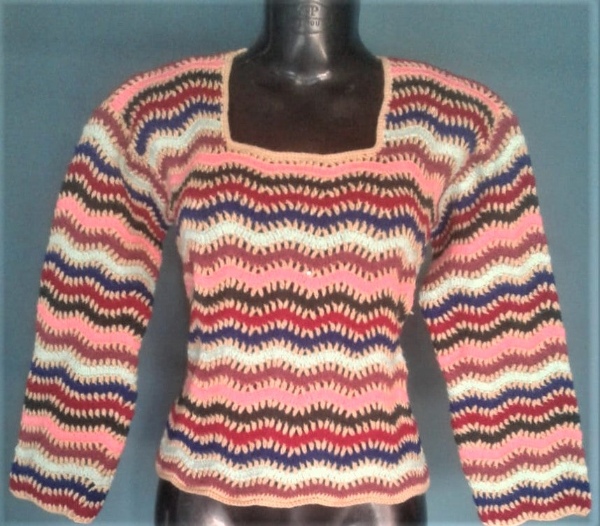 Graminarts Handmade Unique Zig Zag Design Top Sweater For Women