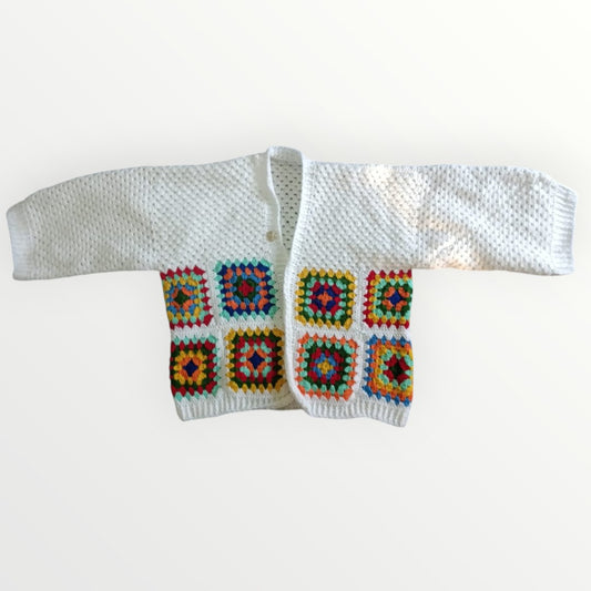 Handmade Crochet Cardigan for Women – Premium Wool Granny Square Sweater, Winter Wear