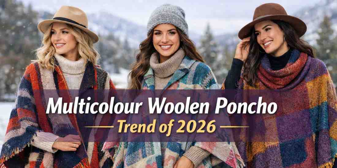 Multicolour Woolen Poncho – Trend of 2026
