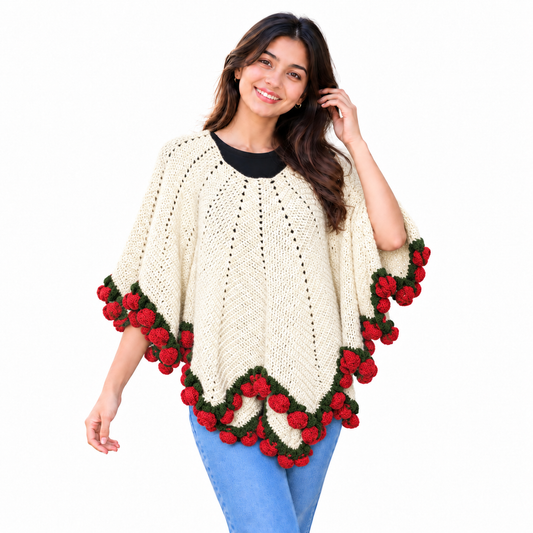 Multicolor woolen poncho  With Unique Design for women & Girls