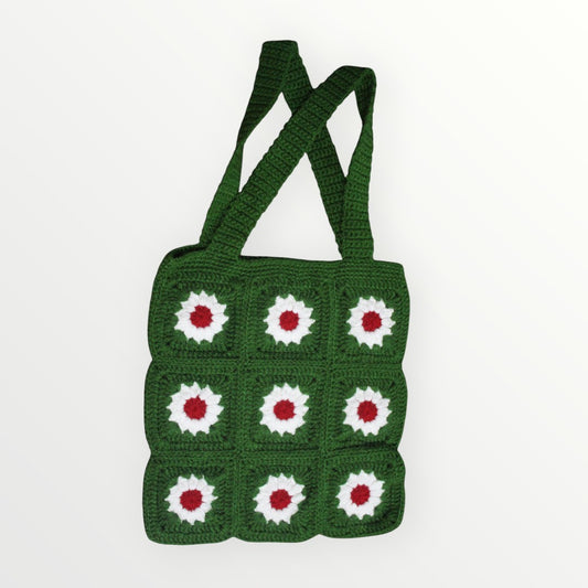 Graminarts Crochet shoulder bucket flower based bag for women/girls