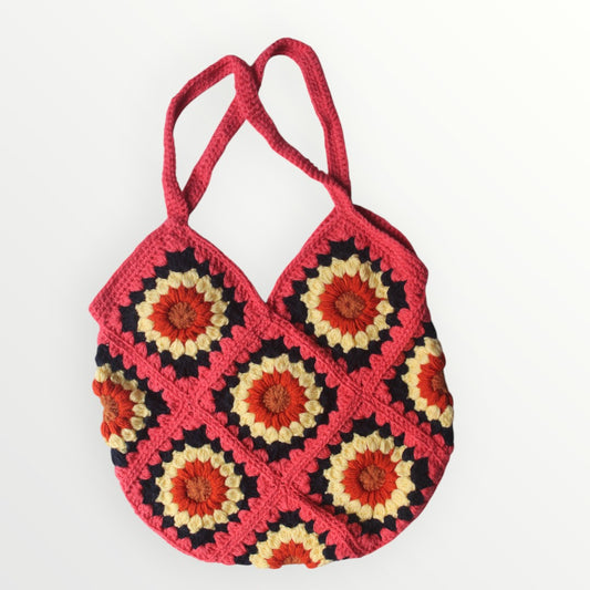 Graminarts Crochet shoulder bucket multicolor bag for women/girls