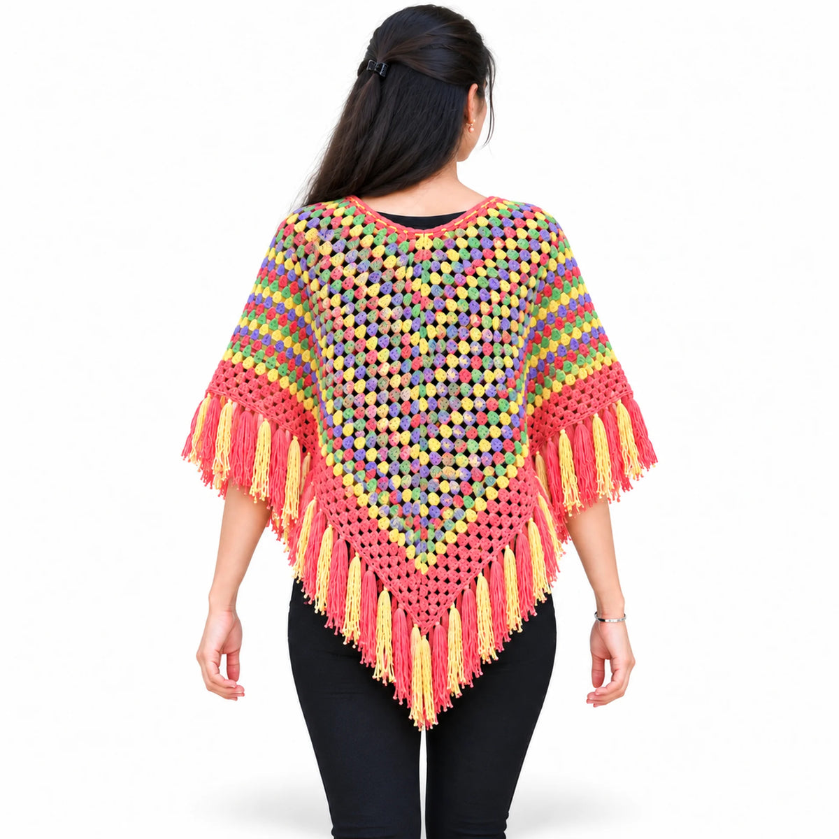 Multi color Back side poncho for women