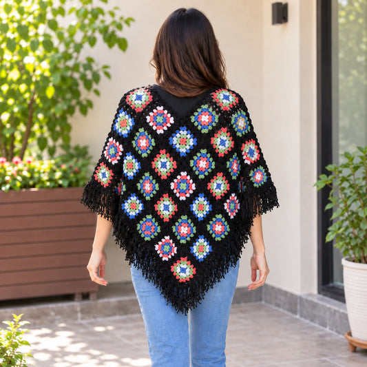 Multi color Back poncho for women