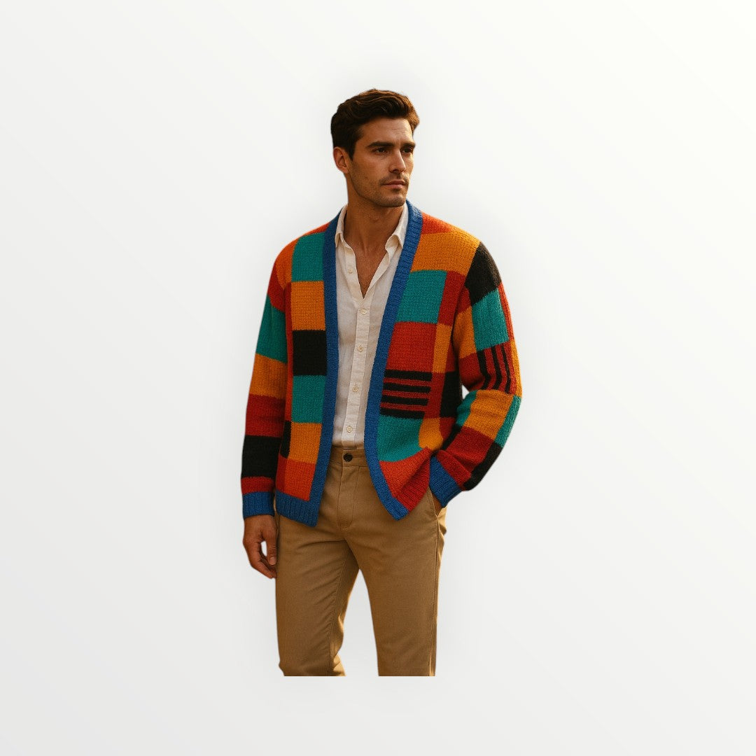 Multicolor mens cardigon