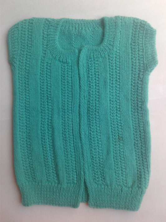 Graminarts Handmade Knitting Solid Colour Cap Sleeve Cardigan For Baby Girl- Jade