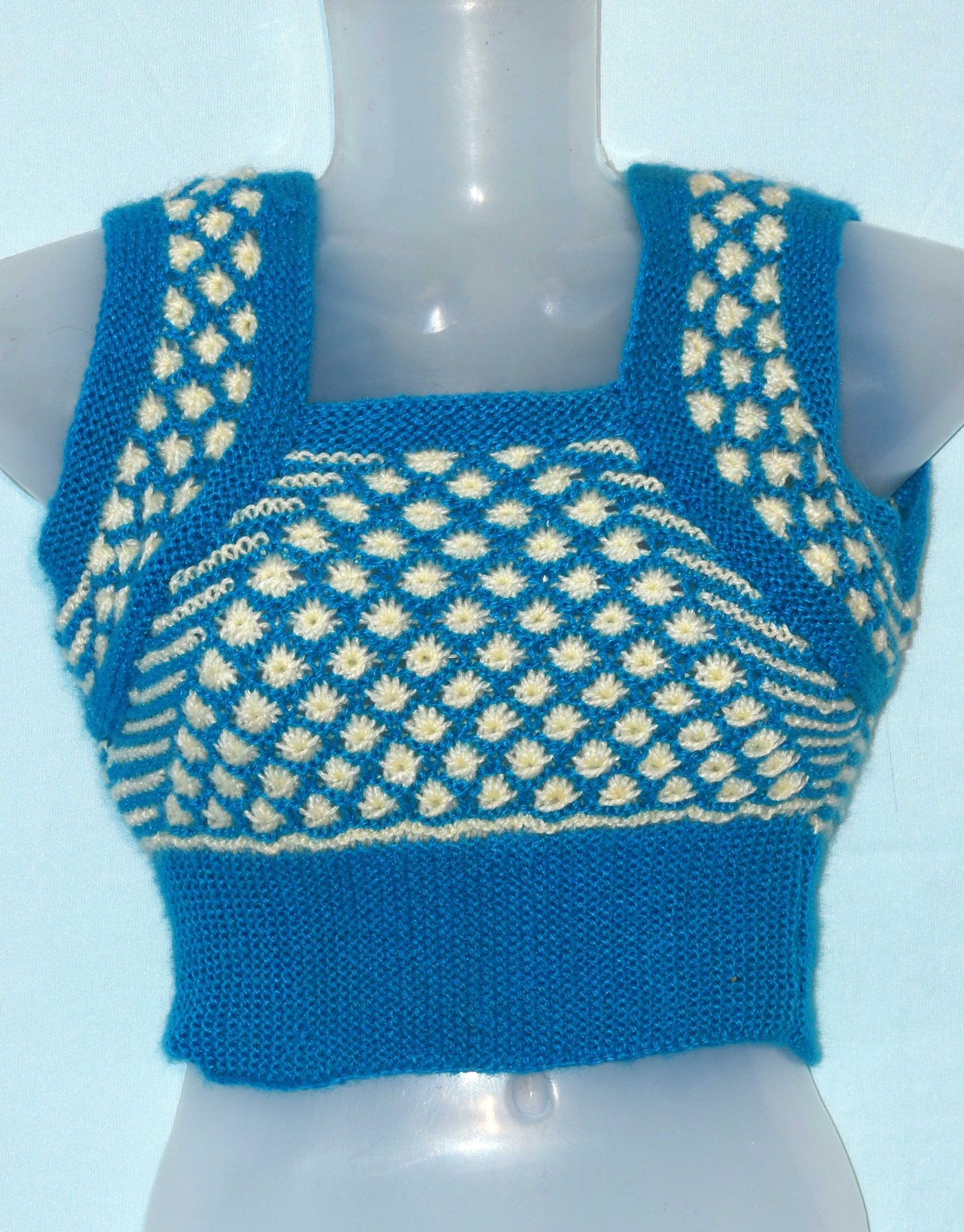 Beautiful blue and white woolen handmade Sweater blouse for women free