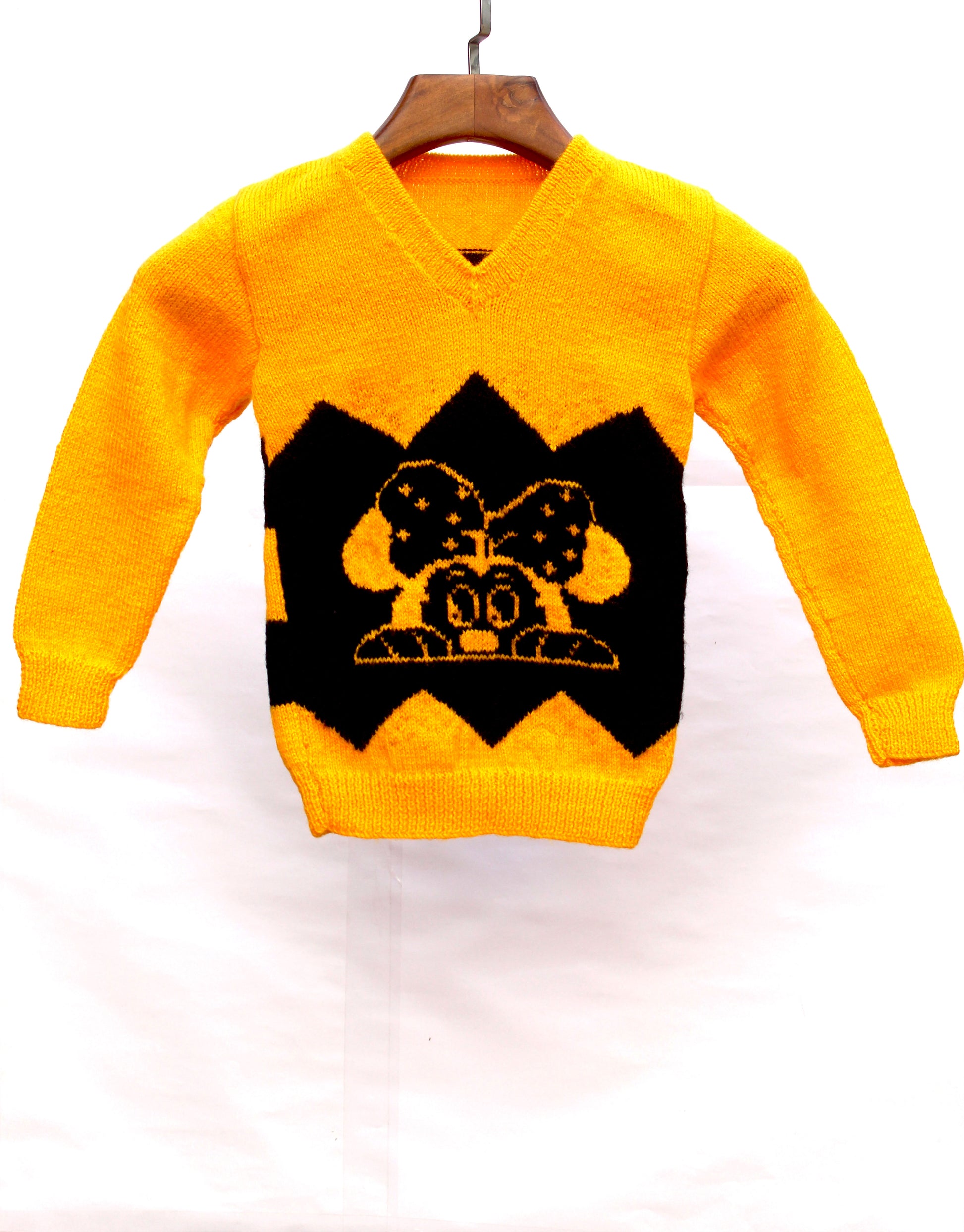 Yellow And Black Color Combo Hand Knitted Woolen Online Sweater