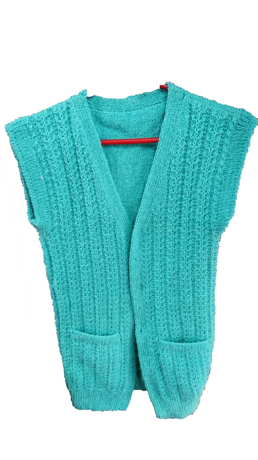 Handmade Woolen Ladies sky color  Cardigan for women