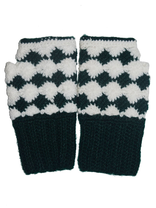 New Winter Warm Fingerless Handmade Boot Cuff Gloves -Blue Gray and White