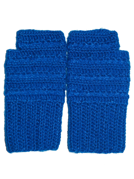 Graminarts handmade woollen/yarn royal blue colour fingerless gloves