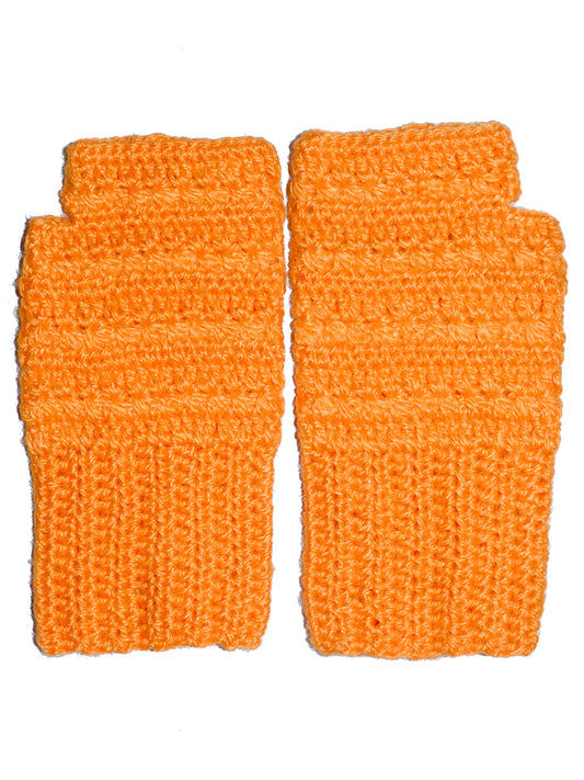 Graminarts handmade woollen/yarn orange colour fingerless gloves