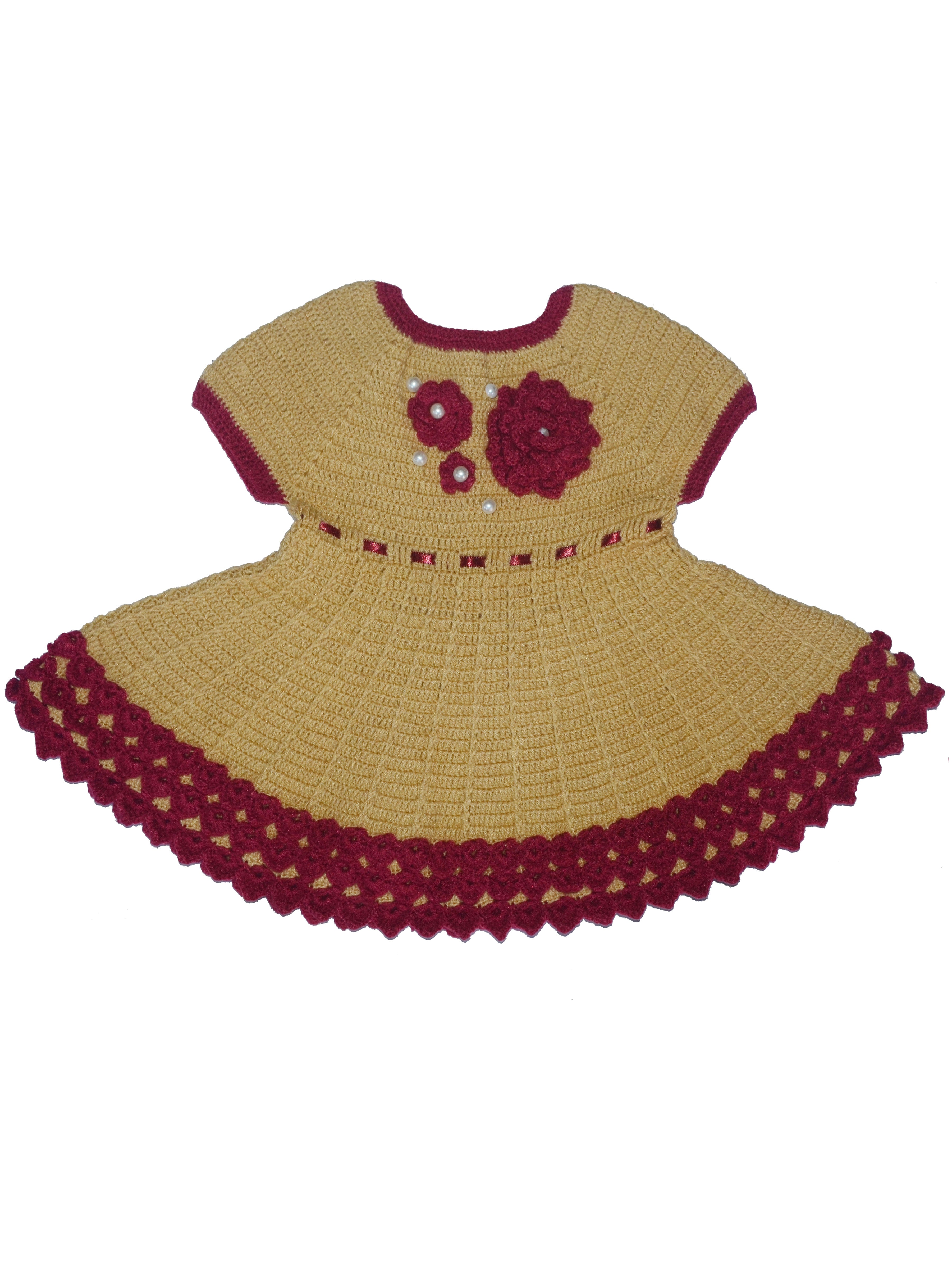 Graminarts handmade Crochet Baby Woolen Frock