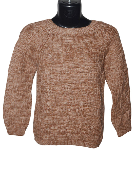 Beautiful Handmade Graminarts Knitted Pullover In Sepia Color For Women/Girls