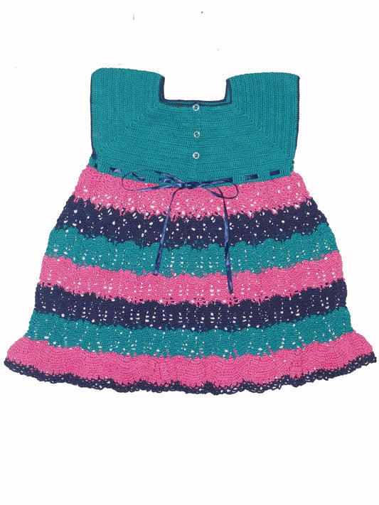 Multicolor Thread Hand Embroidery Frock For Baby Girl