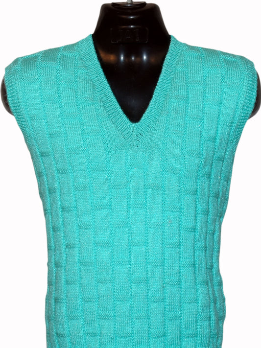 Graminarts Medium Turquoise Color Handmade Vest Sweater For Men