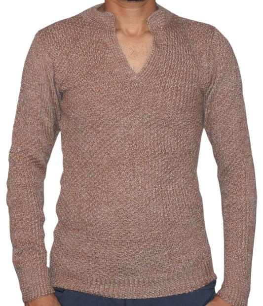 Graminarts Handmade Knitting Tortilla Solid Colour Long Sleeve Sweater For Men