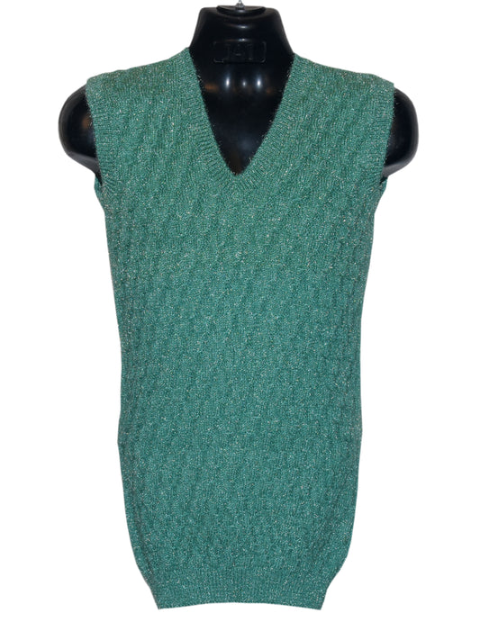 GraminArts Handmade Dark Cyan Woollen Knitted Half Sleeve Sweater For Men