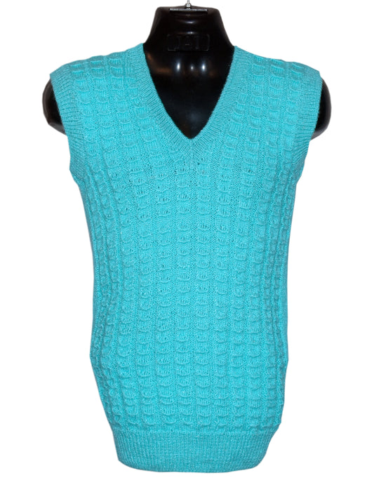 Stylish  Look With Medium Sea Green Woollen Half Sleeve Graminarts Sweater For Men