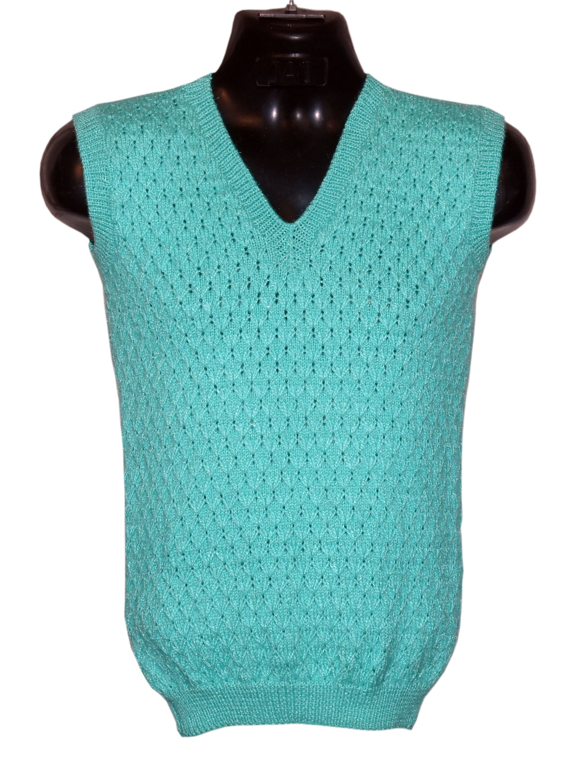 पुरुषों के लिए एक्वा कलर में ग्रैमिनआर्ट्स स्टाइलिश हस्तनिर्मित ऊनी हाफ स्वेटर