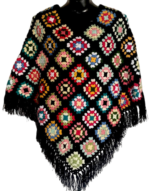 Lovely Multicolor Design Handmade Graminart Poncho For Girls/Women