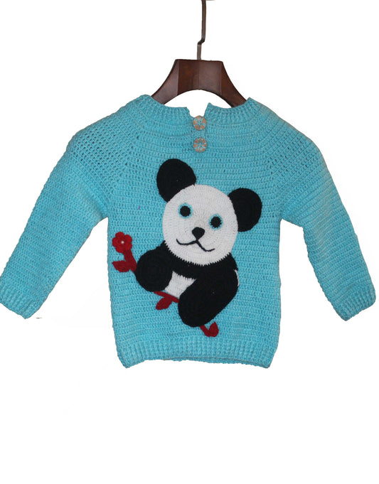 Graminarts handmade woolen Full sleeves Panda patch sweater  for 6-7y kids