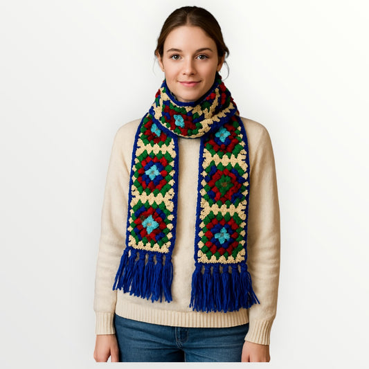 Handmade Multicolor Crochet Muffler – Winter Fashion Look