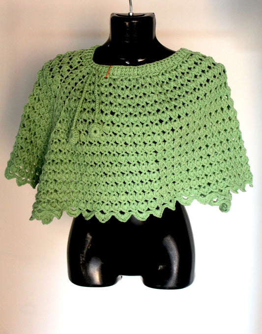 Awesome And Outstanding Handmade Crochet Cape Shawl For Girls - Tea