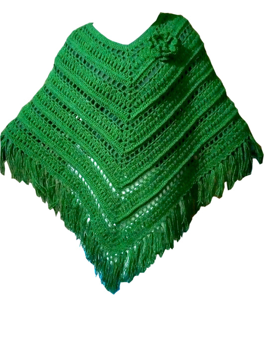 Trendy Forest Woolen Color Designer Poncho Handmade By Graminarts For Girls/Ladies