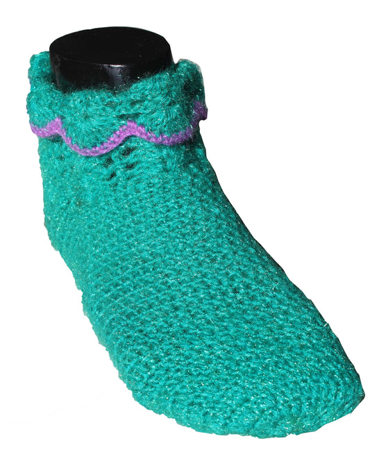 Sea Green Color Beautiful Self Design Graminarts Womens Ankle Length Socks