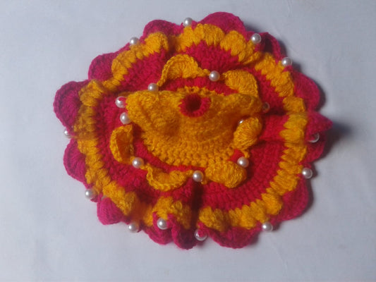 Unique And Stylish Marigold & Rubi Woolen Color Poshak For 0 -1 No. Laddu Gopal Ji