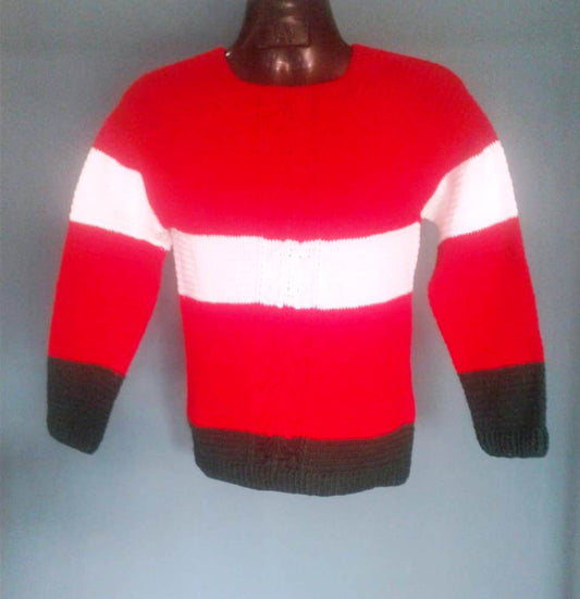 Stylish Look For Girls/Women Graminarts Handmade Woollen Top Sweater - Red, Green & White